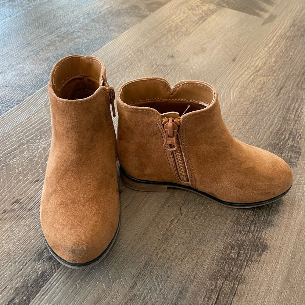 Brown zipper booties